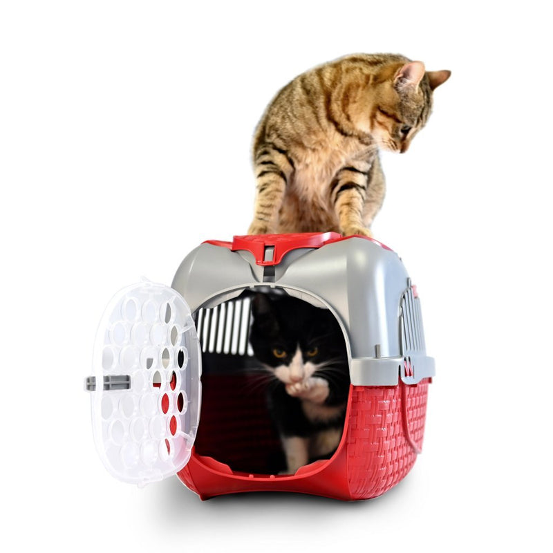 Load image into Gallery viewer, Bama pet transportbox 52x33x34 cm rood zilver
