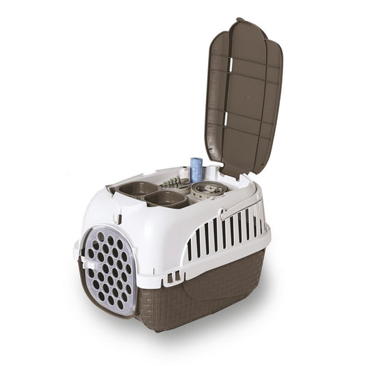Bama pet transportbox 59x38x37 cm taupe wit