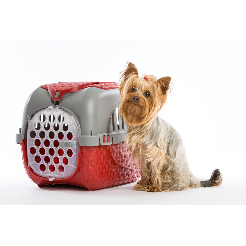 Load image into Gallery viewer, Bama pet transportbox 59x38x37 cm rood zilver
