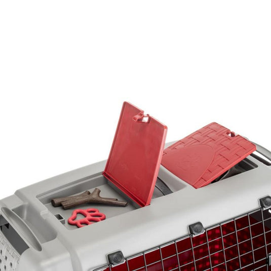 Bama pet transportbox met wieltjes 88x52x60 cm rood grijs