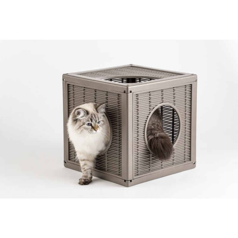 Load image into Gallery viewer, Bama pet qublo katten kubus 35x35x35 cm taupe
