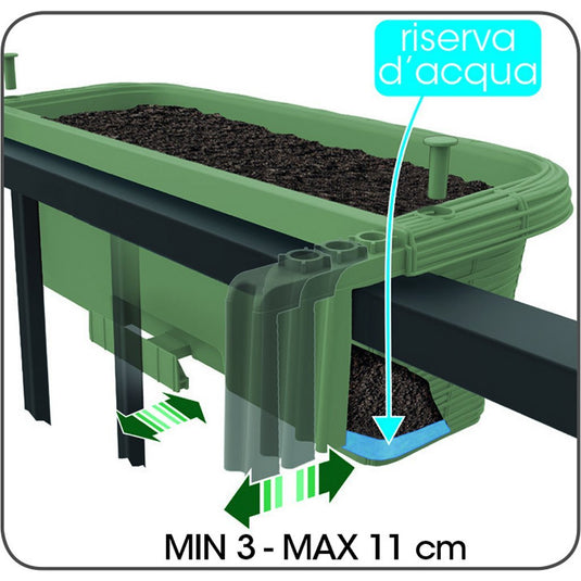 Bama fioriera bloem-balkonbak 60x20x18.5 cm sagegroen