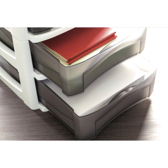 Bama big hobby ladesysteem met 3 laden 30x30x40 cm wit grijs