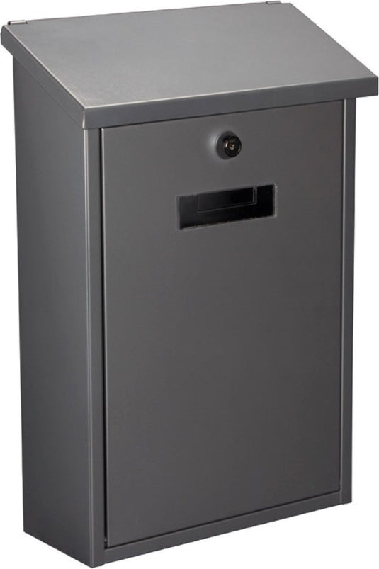 Perel brievenbus rio, wand- en paalmontage, met naamplaatje, incl. 2 sleutels, afmetingen (h x b x d) 39.5 x 27 x 10 cm, zilvergrijs