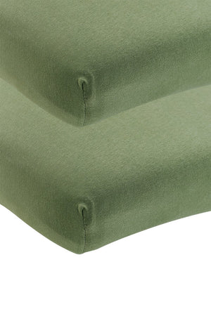 Meyco baby uni hoeslaken juniorbed - 2-pack - jersey - olive green - 70x140 150cm