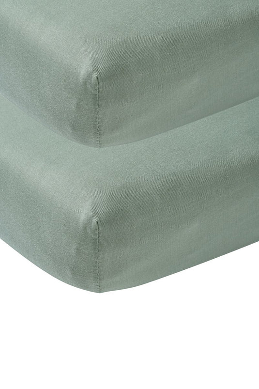 Meyco baby uni hoeslaken juniorbed - 2-pack - stone green - 70x140 150cm