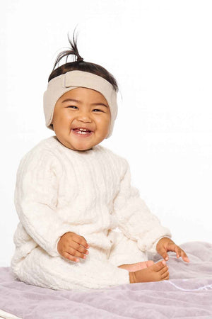 Dooky® dooky baby gehoorbescherming – zachte verstelbare hoofdband – 6-12 maanden - beige – oeko-tex katoen – licht comfortabel