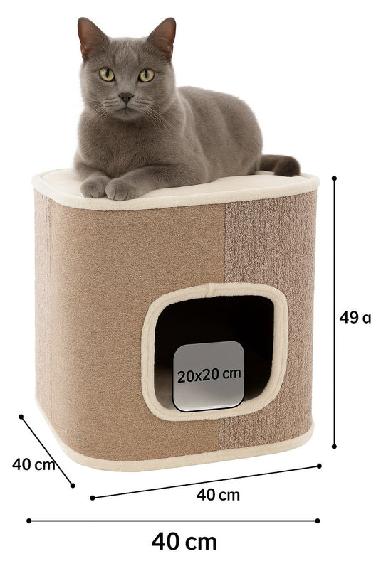 Flamingo krabton voor katten – krabton george beige naturel lichtbruin s – 40x40x49 cm – compacte en luxe krabmeubel –
