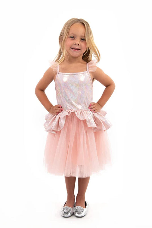 Little adventures - rosé gouden tutu jurk – maat l (110-122)