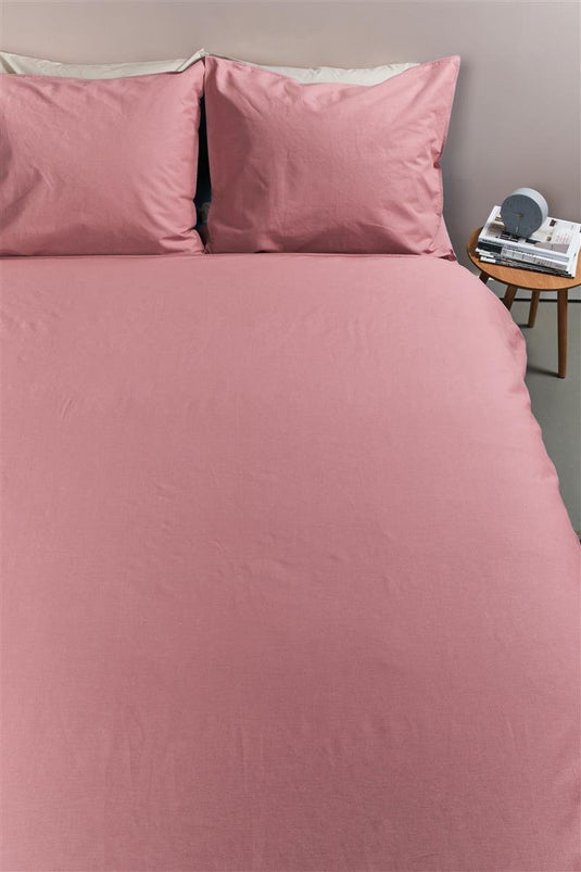 Ambiante cotton uni dekbedovertrek - effen - tweepersoons - 200x200 220 - roze