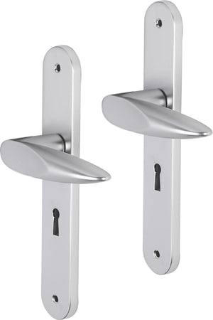Impresso deurkruk - cambridge - voor binnen - ovaal deurschild met schroeven en sleutelgat - aluminium - 2 stuks