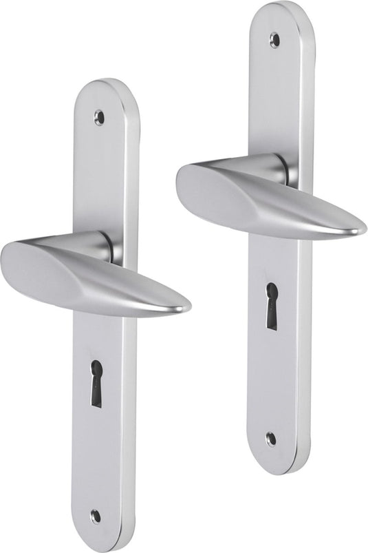 Impresso deurkruk - cambridge - voor binnen - ovaal deurschild met schroeven en sleutelgat - aluminium - 2 stuks