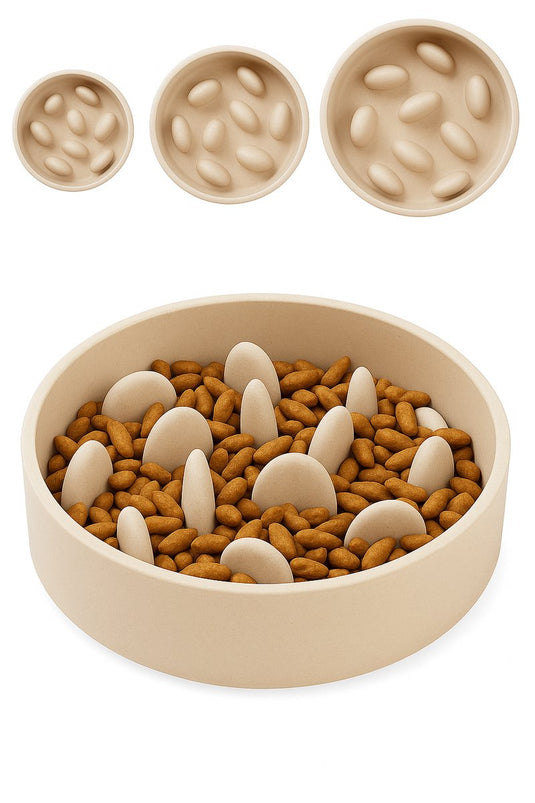 Flamingo anti schrokbak hond – slow feeder – voerbak hond – ø14,5 cm – 410ml – voerbak greni – beige – rond