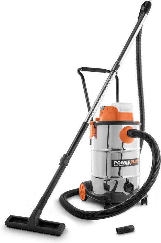 Powerplus dual power accu stofzuiger nat-droog powdp6050 - 20v draadloze stofzuiger - 30l tank - zonder accu en lader - met 2 acc.