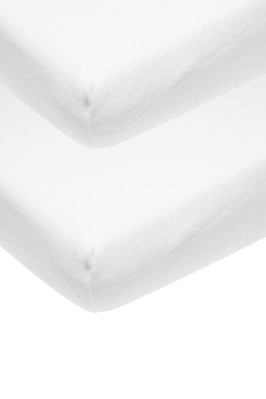 Meyco baby uni molton stretch hoeslaken wieg - 2-pack - white - 40x80 90cm