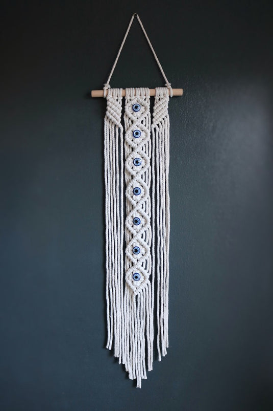Motivagems bescherming dromenvanger - med macrame oog blauw wit roze