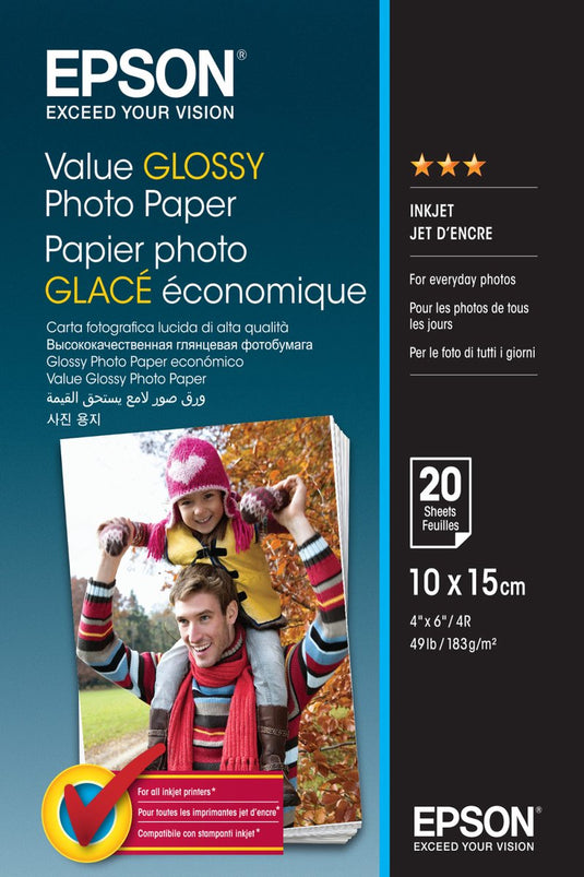 Epson value glossy photo paper - 10x15cm - 20 vellen