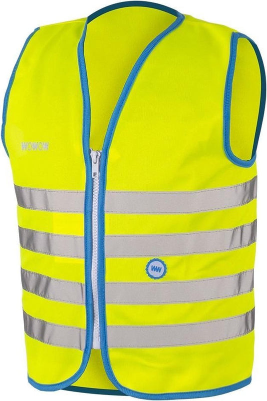 Wowow veiligheidshesje kind met rits en 1150 - fun fietsjas - maat l - unisex - geel blauw zilver