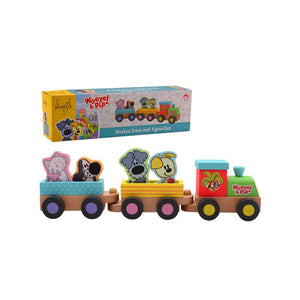 Johntoy woezel pip - houten treinset met figuren