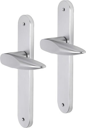 Impresso deurkruk - sutton - voor binnen - ovaal deurschild met schroeven - aluminium - 2 stuks