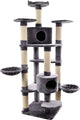 Flamingo krabpaal giganto grijs wit – 207 cm hoog – xxl kattenkrabpaal met 2 huisjes, 7 plateaus hangmatten – first class selection