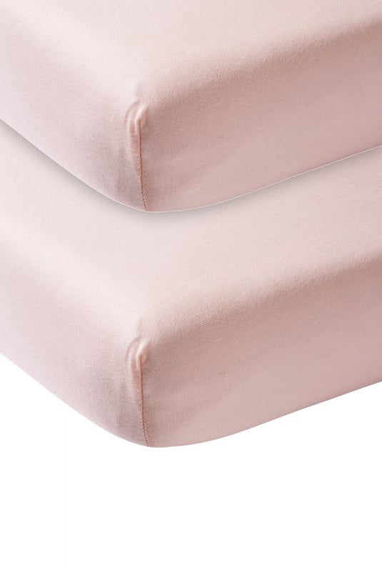Meyco baby uni hoeslaken juniorbed - 2-pack - soft pink - 70x140 150cm