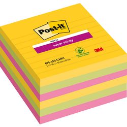 Super sticky notes post-it 101x101 geel blauw roze