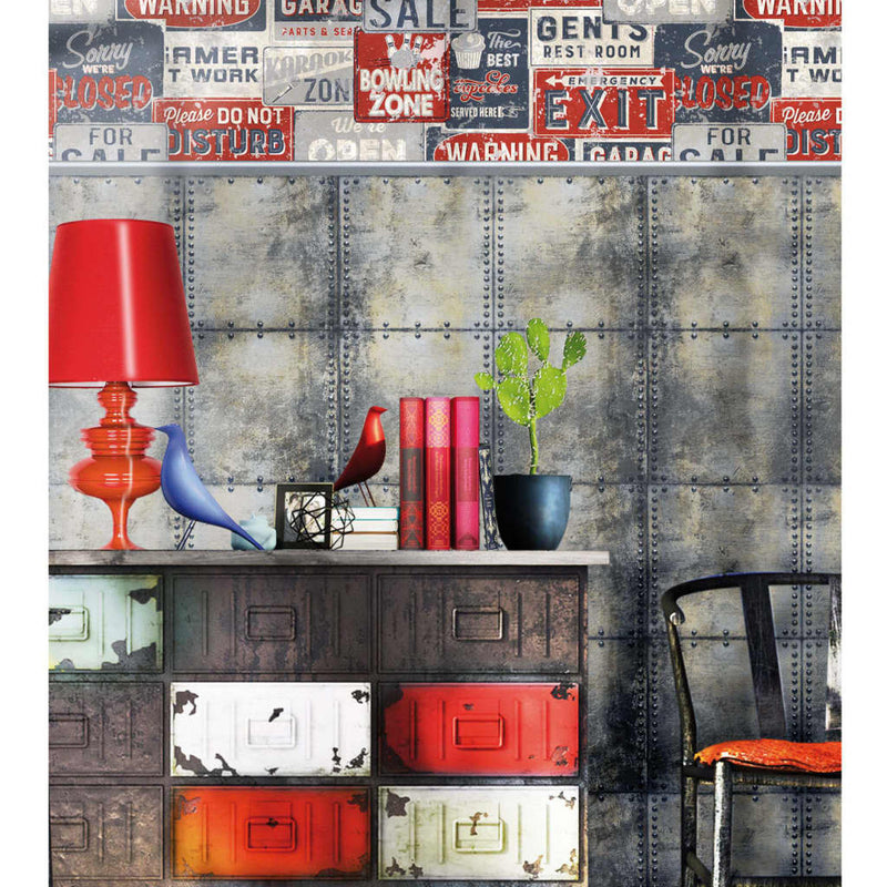 Load image into Gallery viewer, Noordwand behang urban friends coffee billboards small blauw en rood
