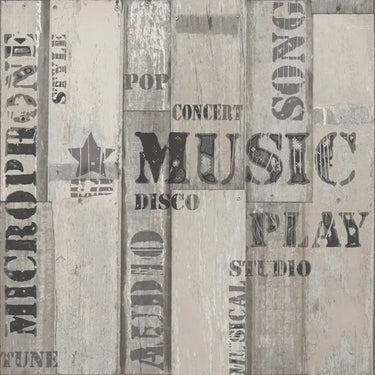Noordwand behang urban friends coffee wooden planks grijs en zwart