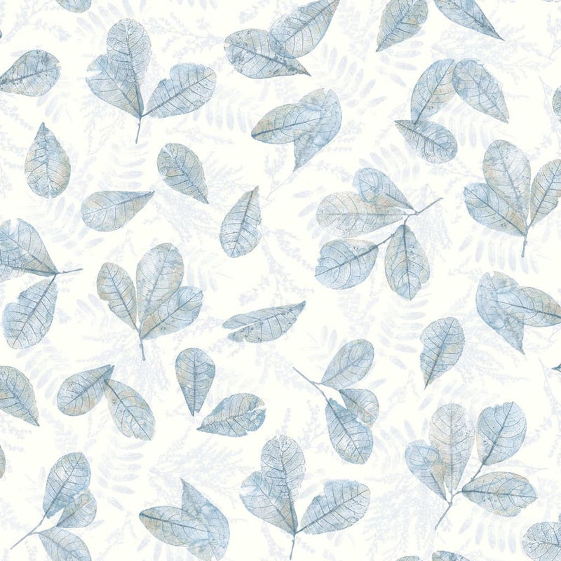 Load image into Gallery viewer, Noordwand behang evergreen leaves wit en blauw
