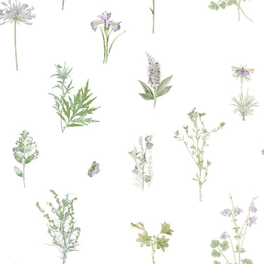 Noordwand behang evergreen herbs and flowers wit