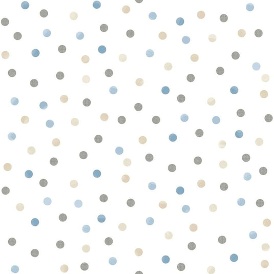 Noordwand behang mondo baby confetti dots wit blauw grijs beige