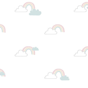 Noordwand behang mondo baby clouds wit blauw roze