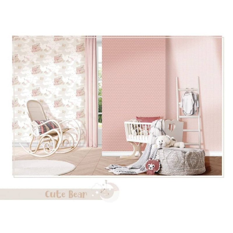 Load image into Gallery viewer, Noordwand behang mondo baby hug bears roze en beige
