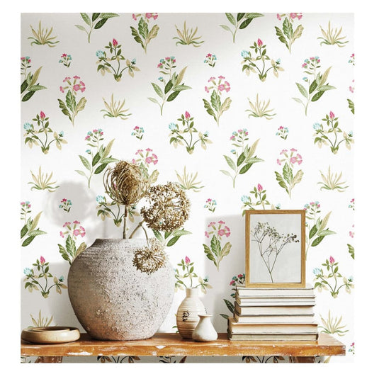 Noordwand behang blooming garden 6 flowers and plants wit en groen