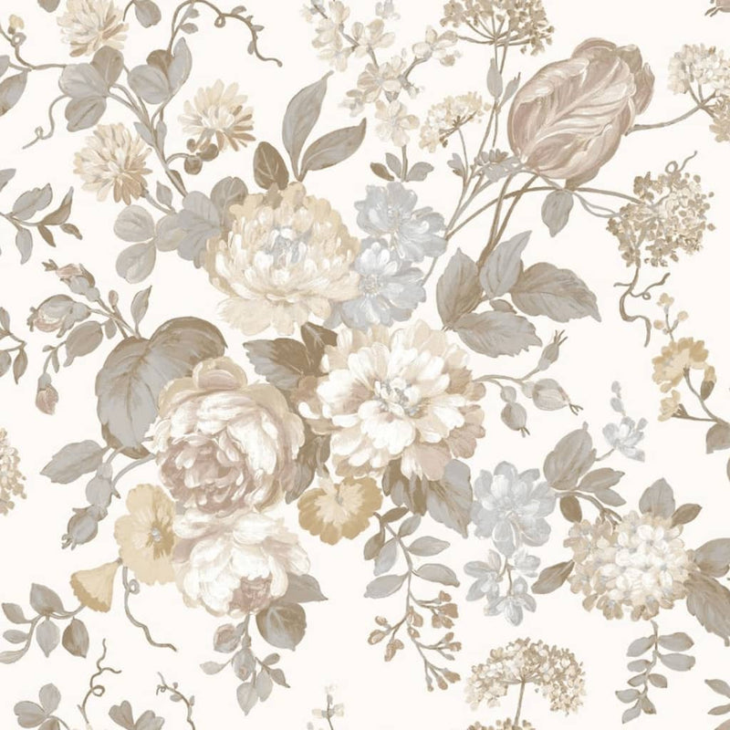 Load image into Gallery viewer, Noordwand behang blooming garden 6 big flowers beige en blauw
