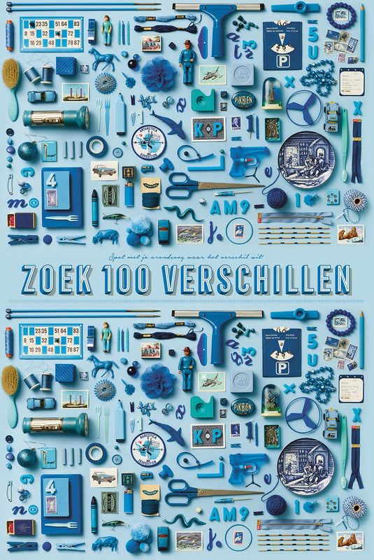 Stratier xl spelposter - zoek 100 verschillen (blauw) - spel