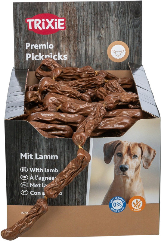 Trixie worstketting lam 200g - luchtgedroogde snacks - vleesgehalte 94%, 8 cm lengte
