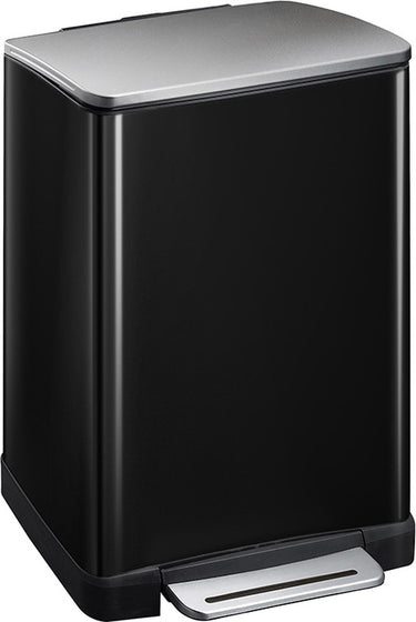 Eko - e-cube pedaalemmer 40 liter - stainless steel plastic - zwart glanzend, mat rvs - prullenbak