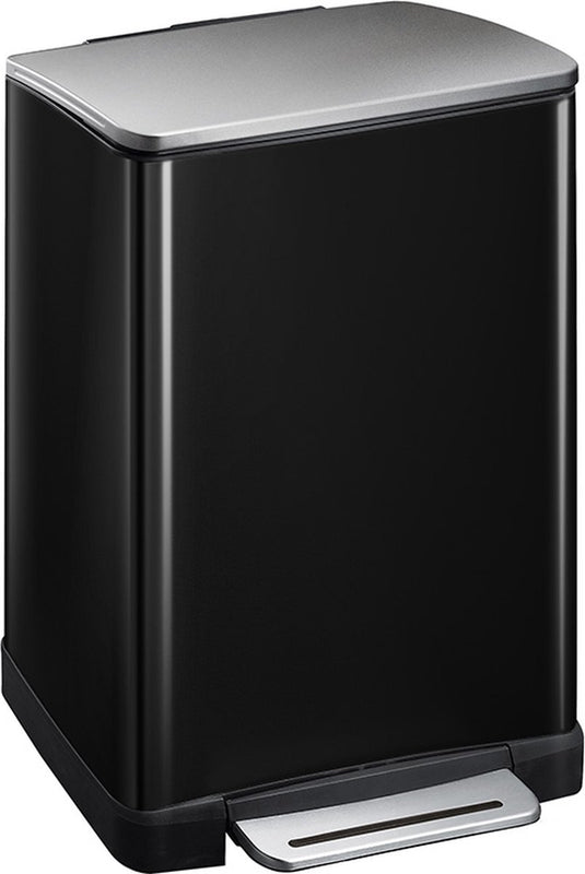 Eko - e-cube pedaalemmer 40 liter - stainless steel plastic - zwart glanzend, mat rvs - prullenbak