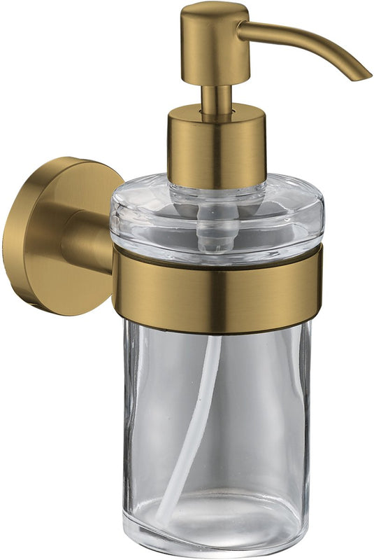 Plieger vigo zeepdispensers – zeepdispenser wandmontage – zeeppompje hangend – zeeppompje glas – 10 jaar garantie – geborsteld goud