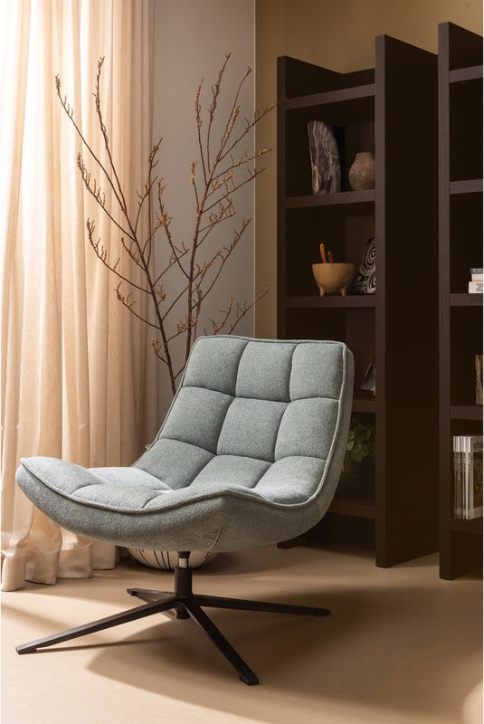 Woood maudi draaifauteuil - polyester - blue stone - 84x74x86