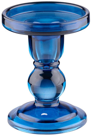 Arti casa kandelaar voor stompkaars - glazen kaarsenhouder transparant - ø8,5 x 11 cm - blauw