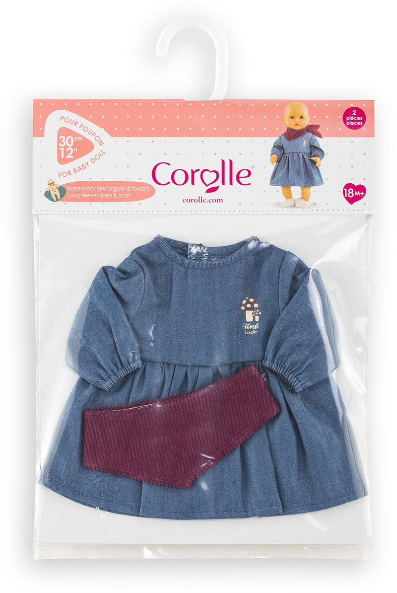Load image into Gallery viewer, Corolle jeans jurk met sjaal kleine ontdekker - 30cm
