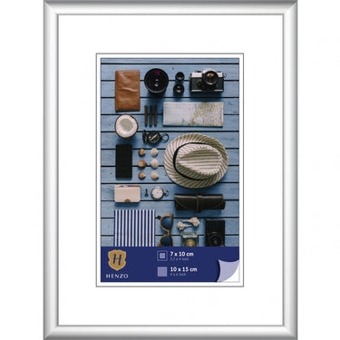 Henzo fotolijst napoli frame 10x15cm foto met passepartout 7x10cm zilver kunststof