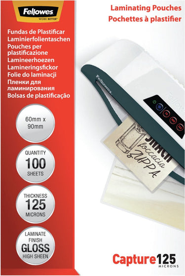 Fellowes lamineerfolie 60x90 mm - glanzend - 125 micron - 100 stuks
