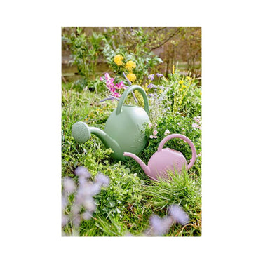 Decoris gieter kunststof met bloemprint l52-b21-h38cm 9 liter lichtgroen