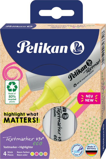 Pelikan markeerstift 490 eco etui met 4 kleuren