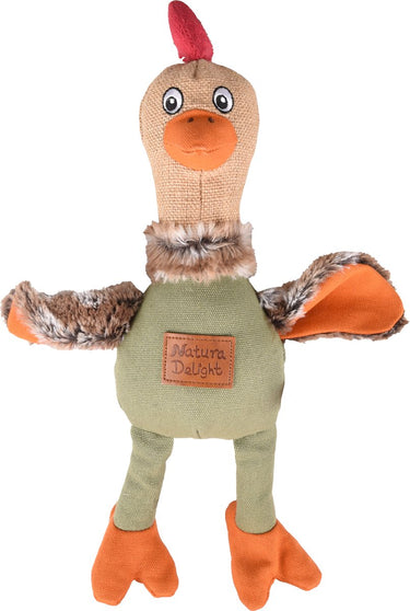 Flamingo hondenspeelgoed natura delight kip – pluche hondenspeeltje met canvas en squeaker – stevig zacht – 24x42 cm