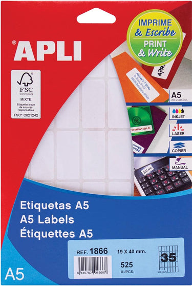 Apli etiketten 581866 wit 525 stuk